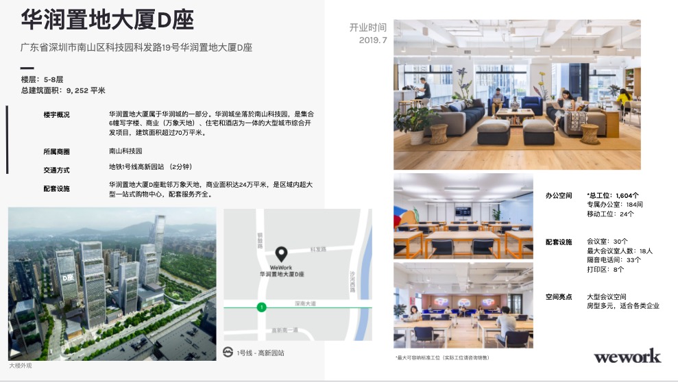 深圳南山WeWork 华润置地D座共享办公
